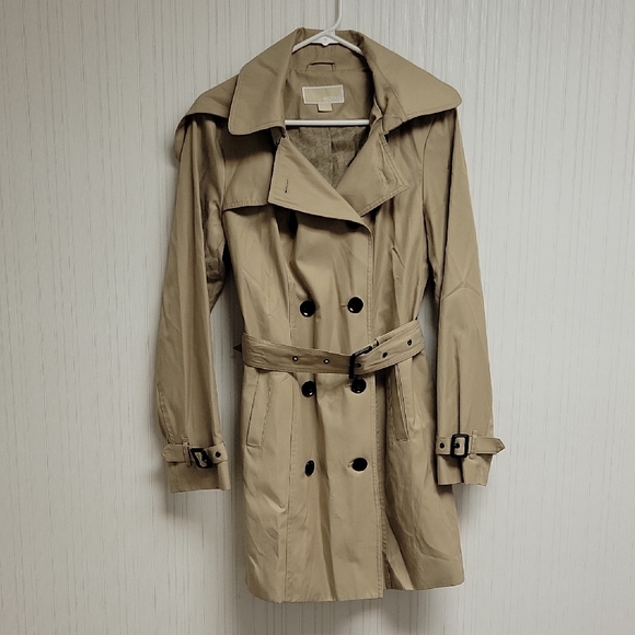 Michael Michael Kors Beige Double-Breasted Trench Coat, Women's Medium - Picture 4 of 10